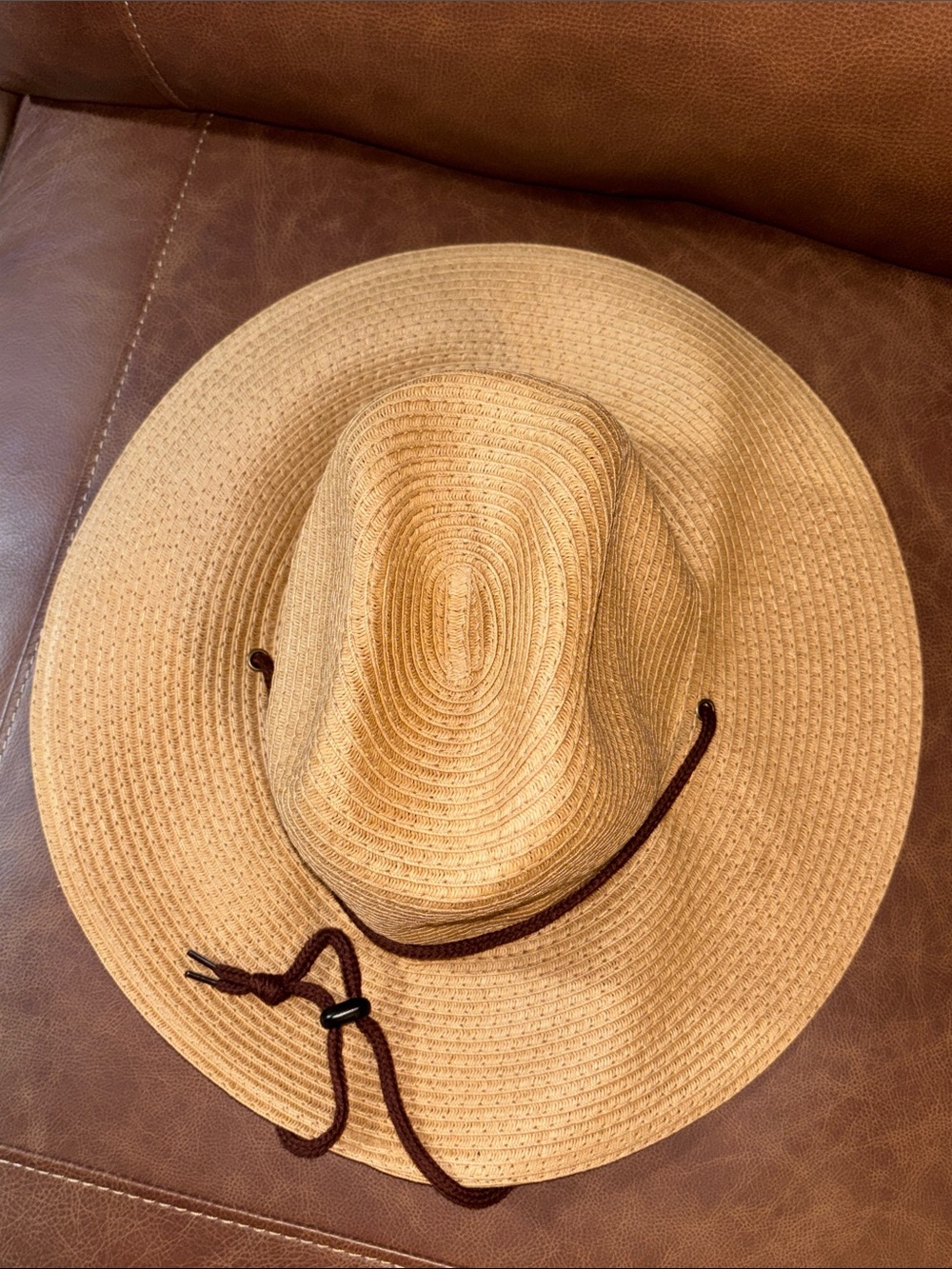 Women’s Adjustable Straw Sun Hat with Chin Cord - Natural